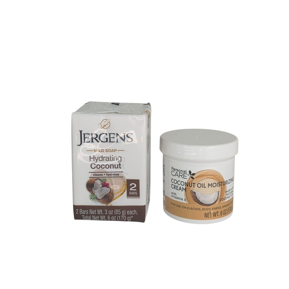 Personal Care Coconut oil Moisturizing Cream 6oz & Jergens Mild Soap Coconut 3oz
